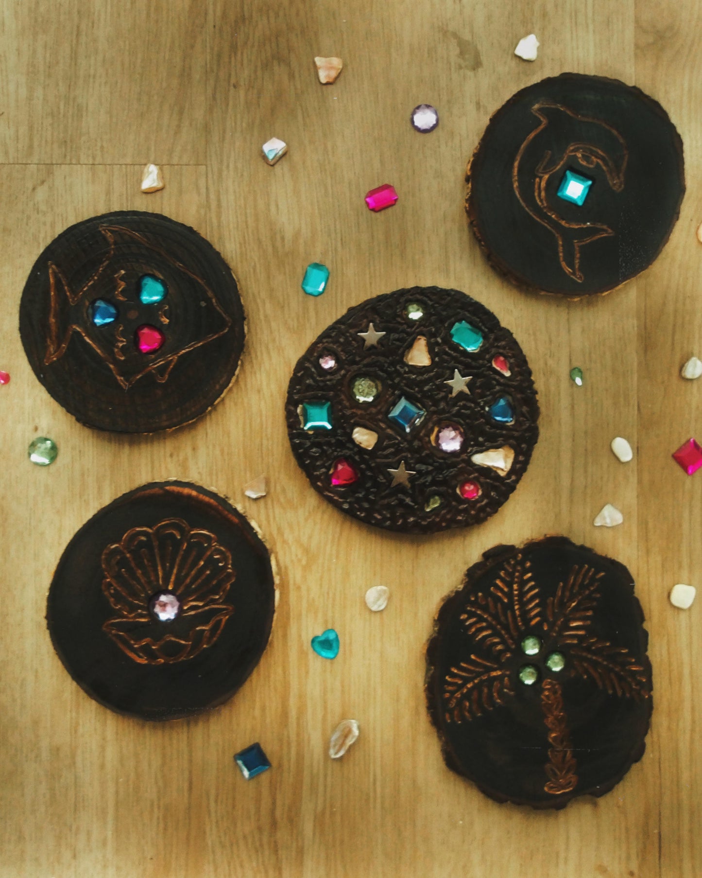 Wood Coaster Set // Hand Engraved